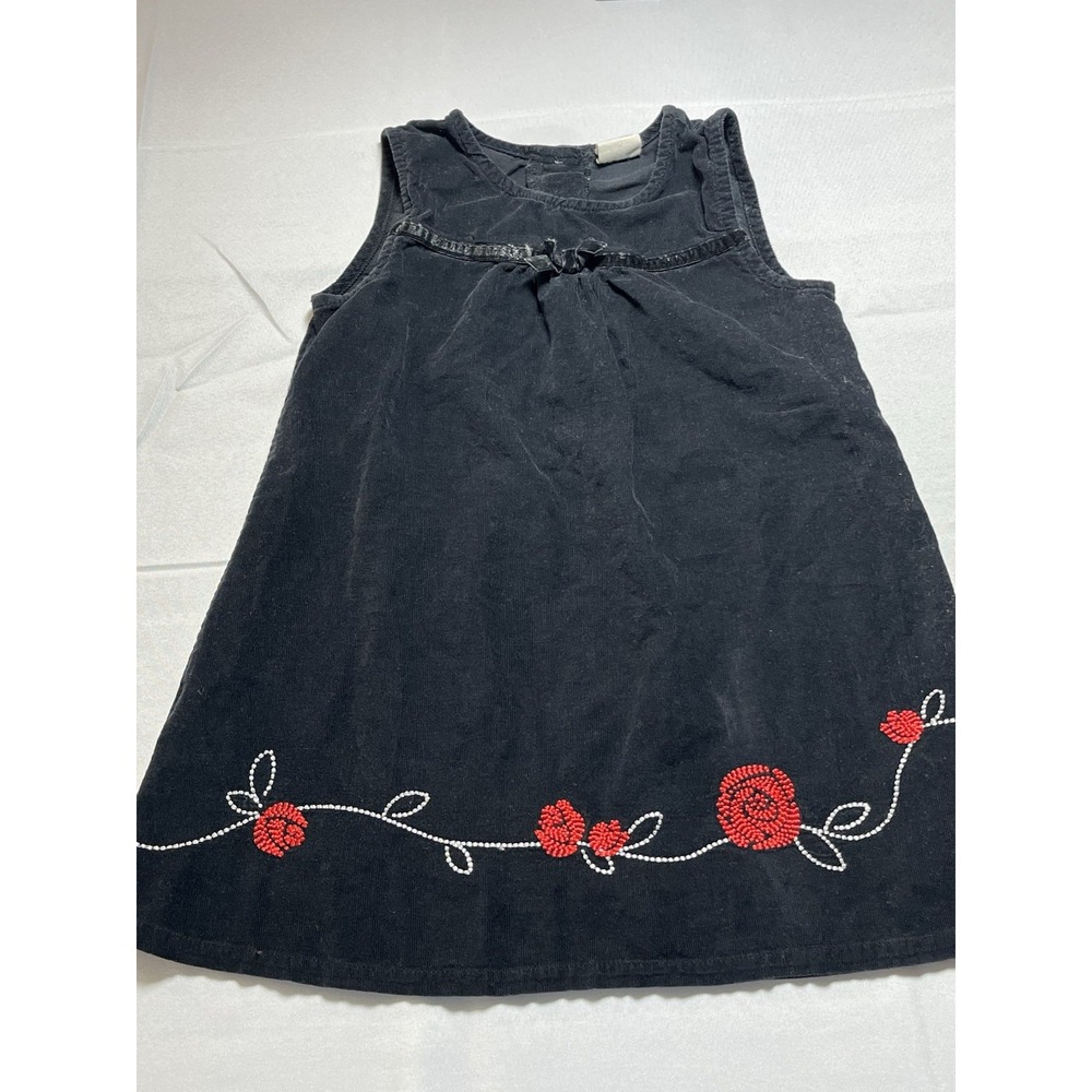 Healthtex Girls Sz 5T Corduroy  Jumper/ Dress Embroidered Red Roses Country Boho
